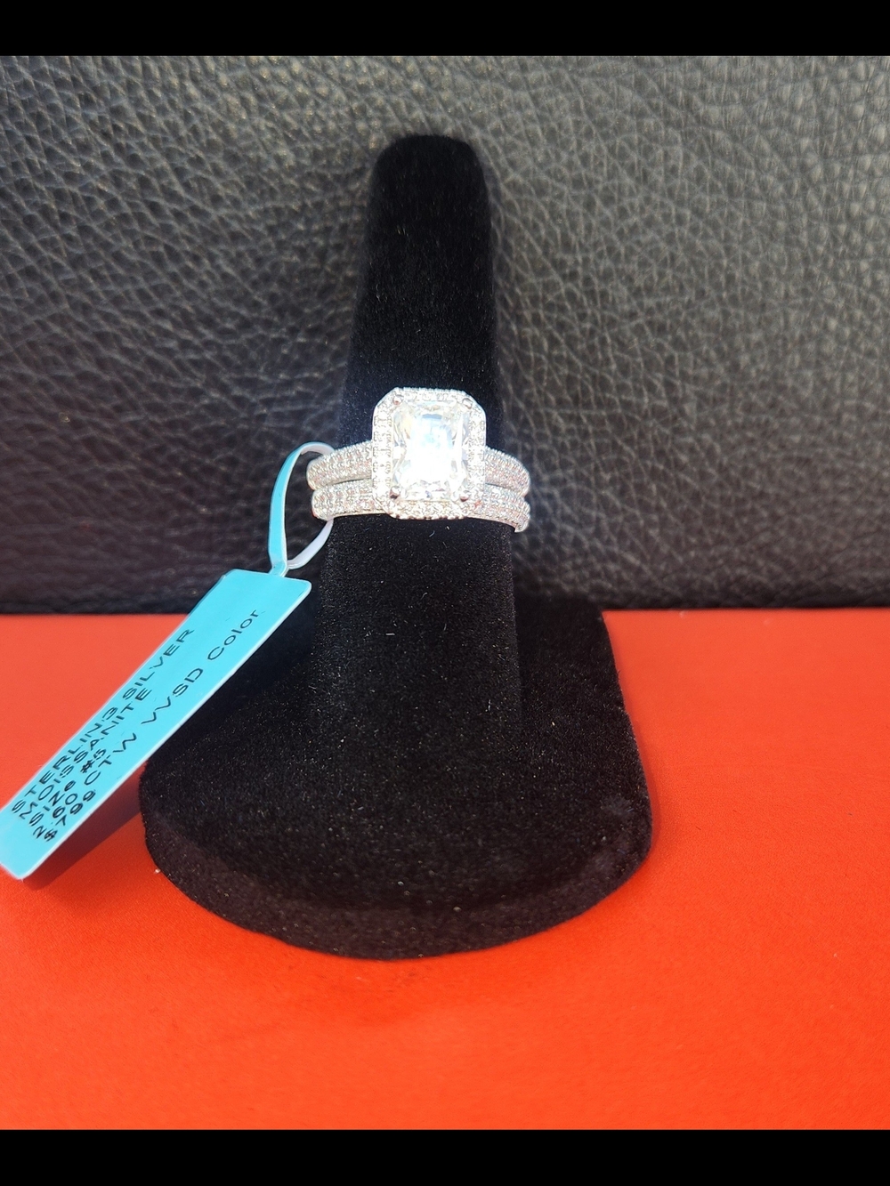 Sterling Silver, Moissanite Stones Wedding Set Size 5